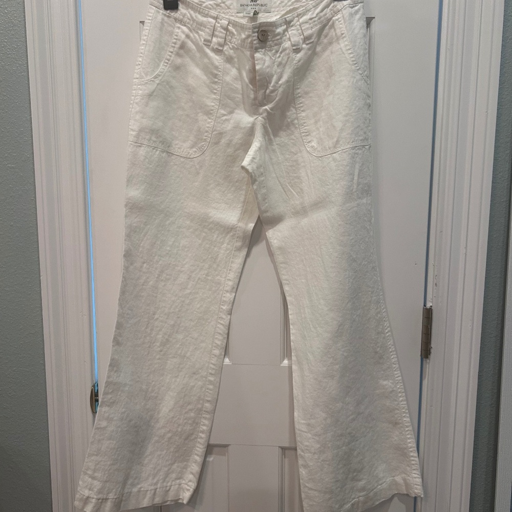 White linen pants